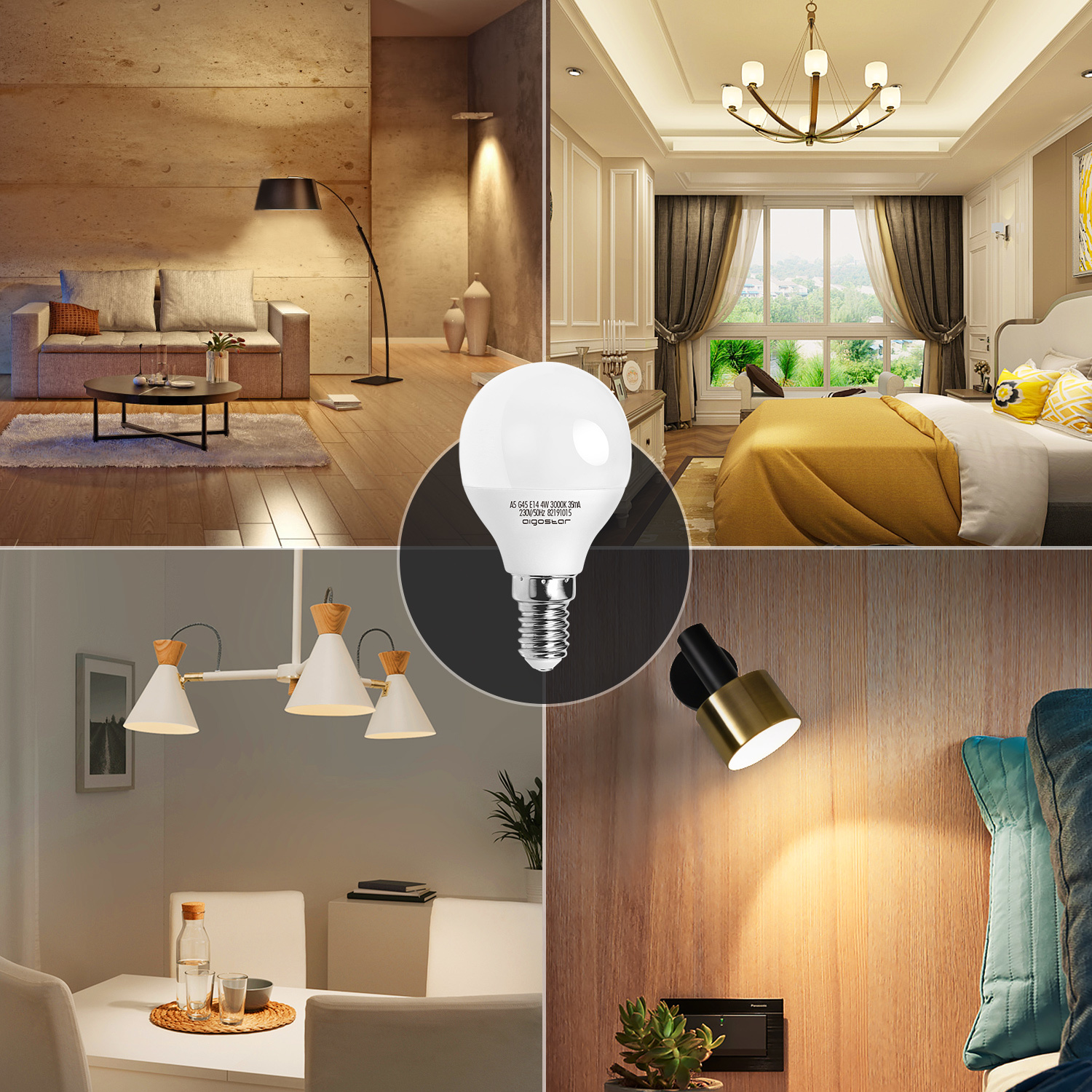 Aigostar LED A5 G45 GRAND ANGLE E14 4W 3000K 300Lm