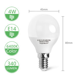 Aigostar LED A5 G45 BIG ANGLE E14 4W 6400K 