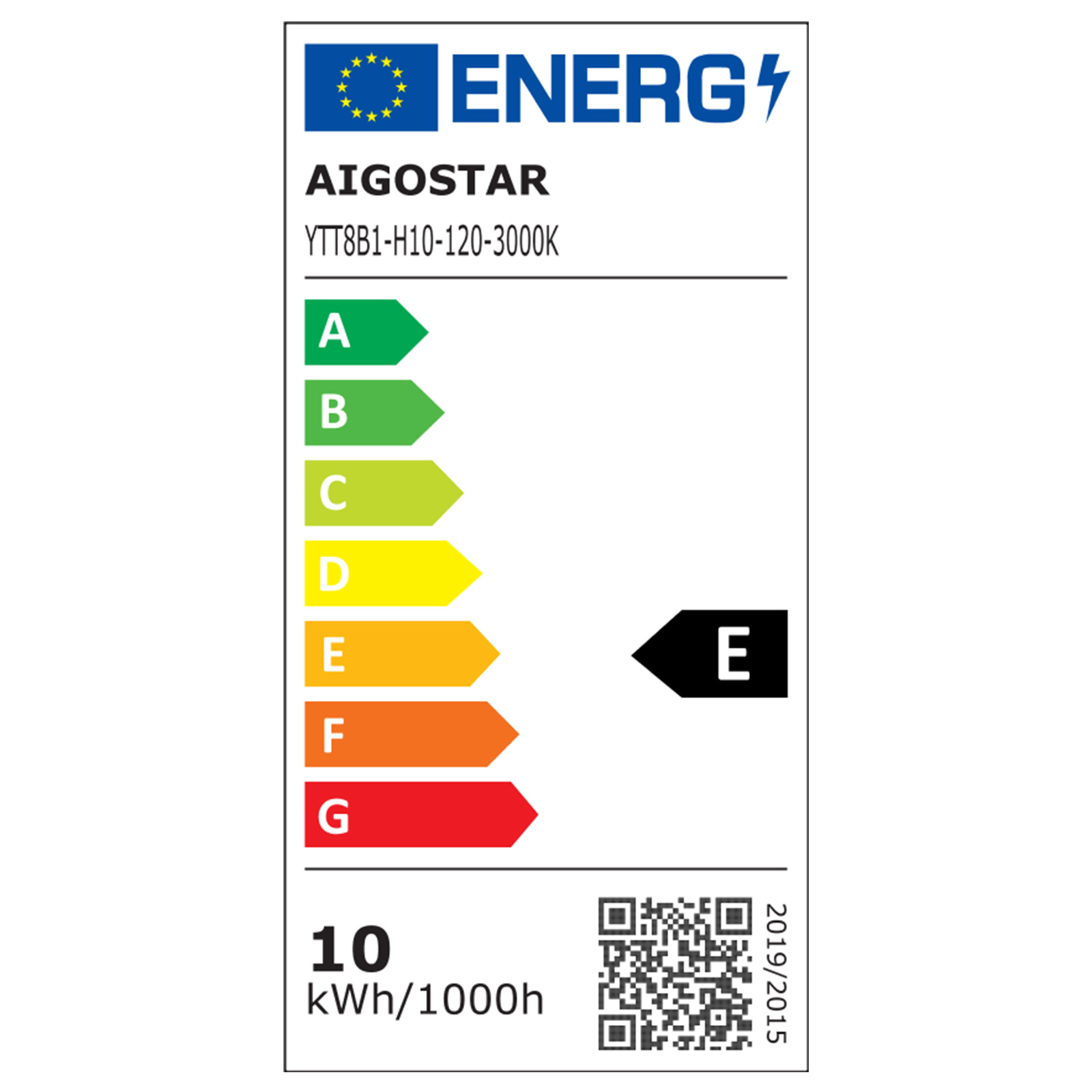 Aigostar LED T8 10W 0.6M 3000K Half aluminum plastic 120lm / W.