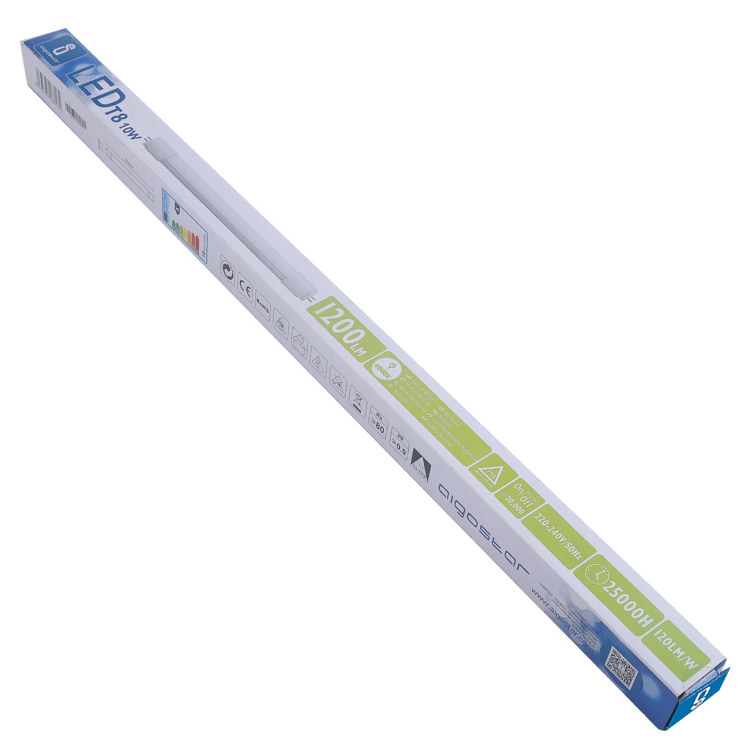 Aigostar LED T8 10W 0.6M 4000K Demi Aluminium Plastique 120lm/W