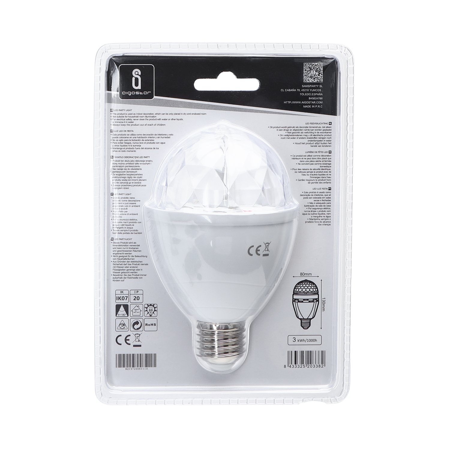 Aigostar Led Sfeerverlichting 3W E27 230V