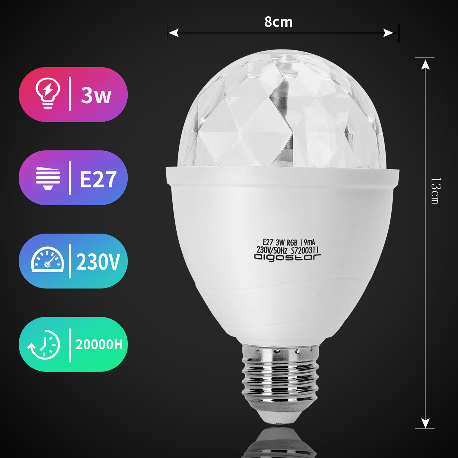 Aigostar Led Sfeerverlichting 3W E27 230V