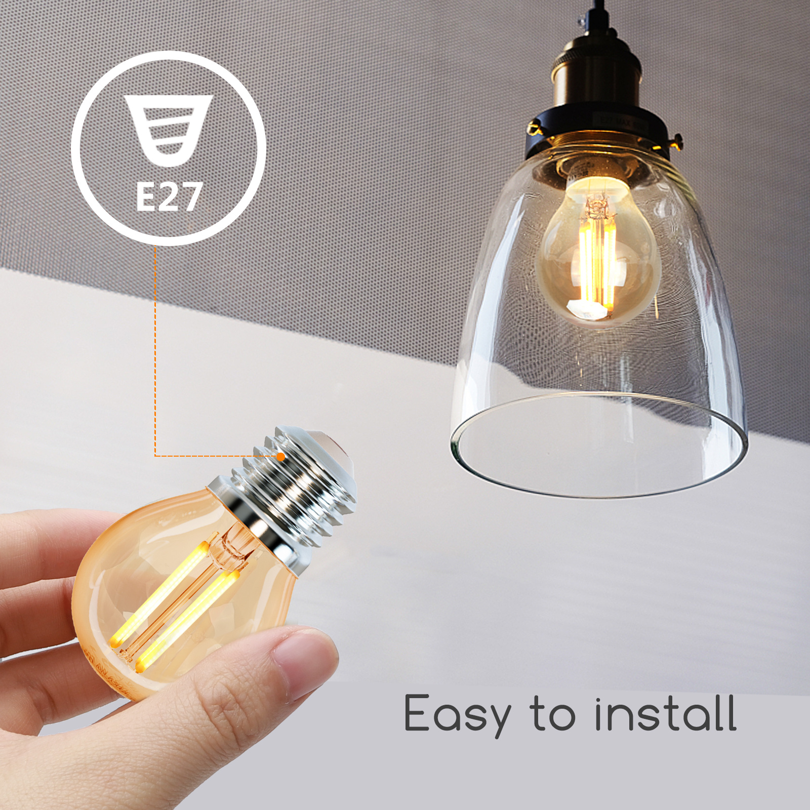 Aigostar Filament LED G45 6W E27 2200K (lumière jaune)