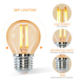 Aigostar Filament LED G45 6W E27 2200K (lumière jaune)