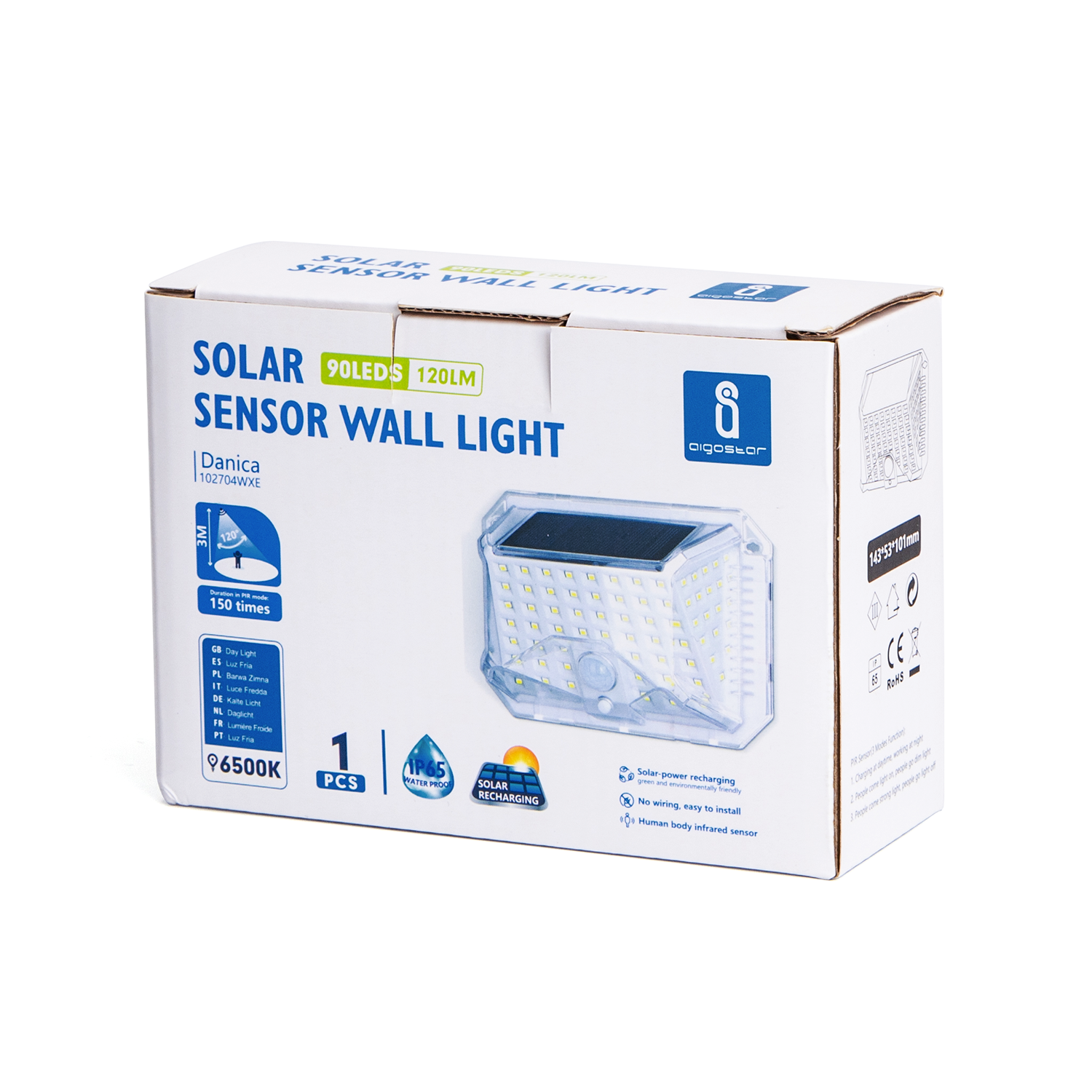 Aigostar Solar wall lamp with sensor 6500K (Daylight) IP65