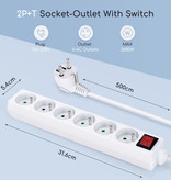 Aigostar Zesvoudige stekkerdoos Wit  3-5M