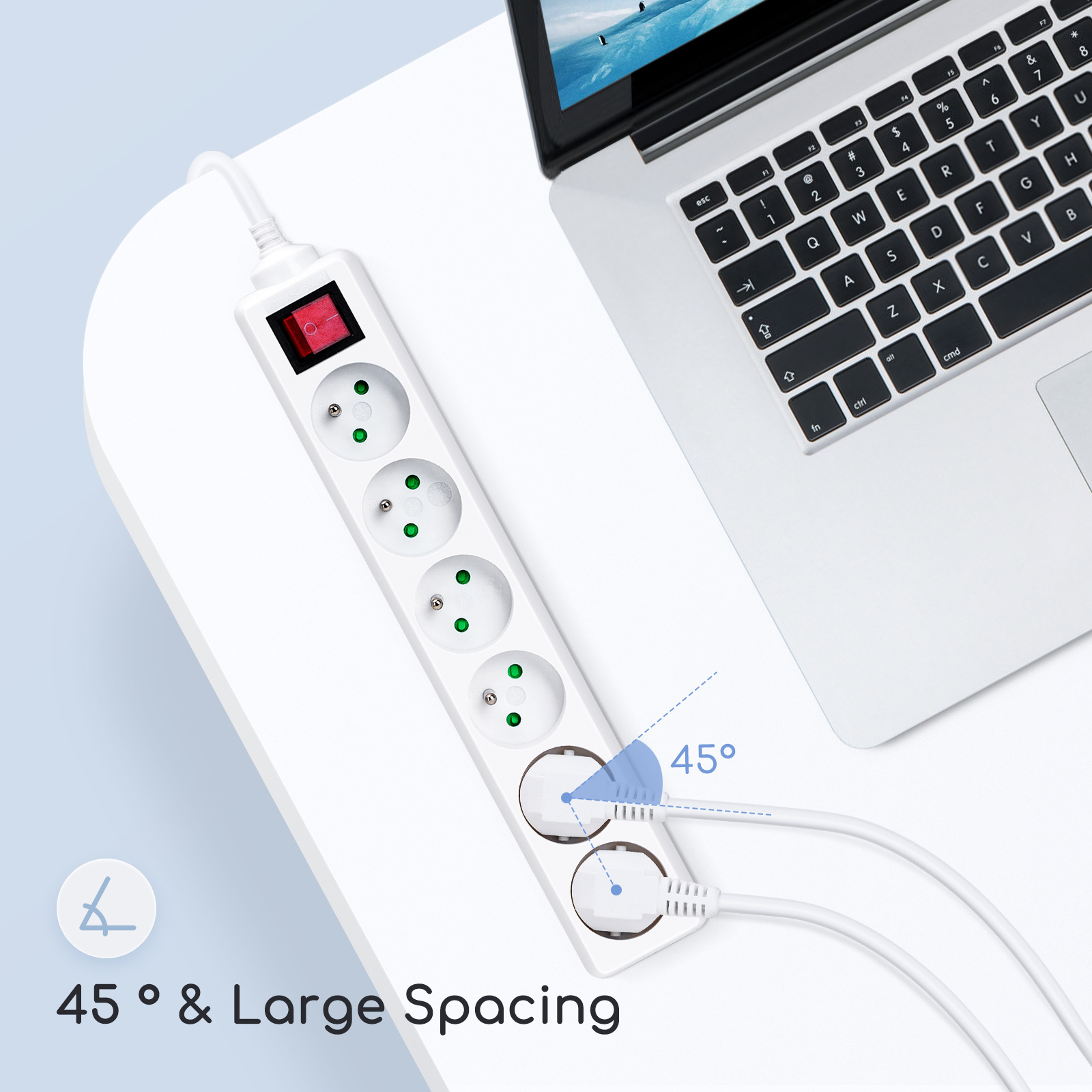 Aigostar Multiprise à six prises Blanc 3-5M