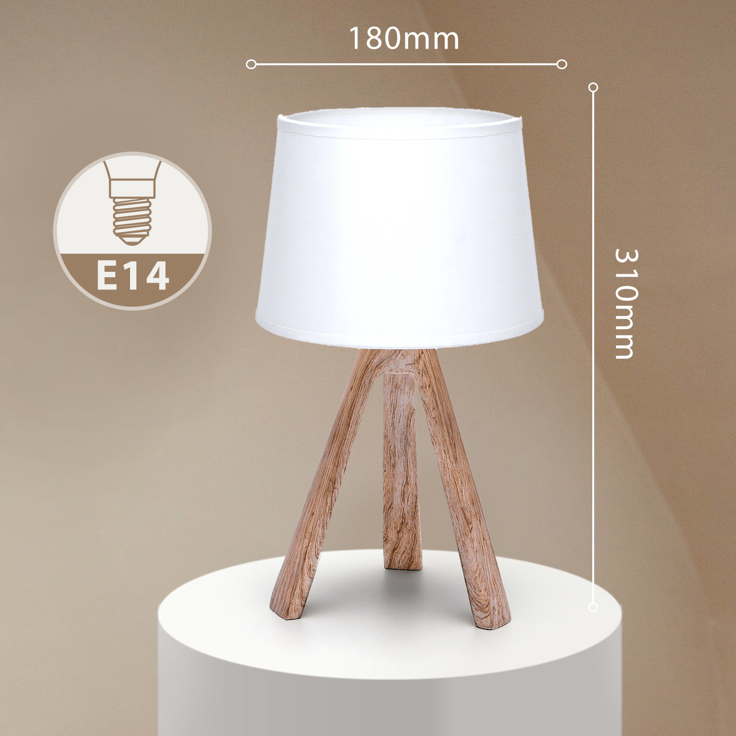 Aigostar Table lamp Resin E14 Brown with white lampshade