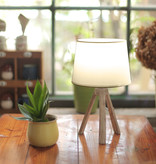 Aigostar Lampe de table Résine E14 Marron avec abat-jour blanc