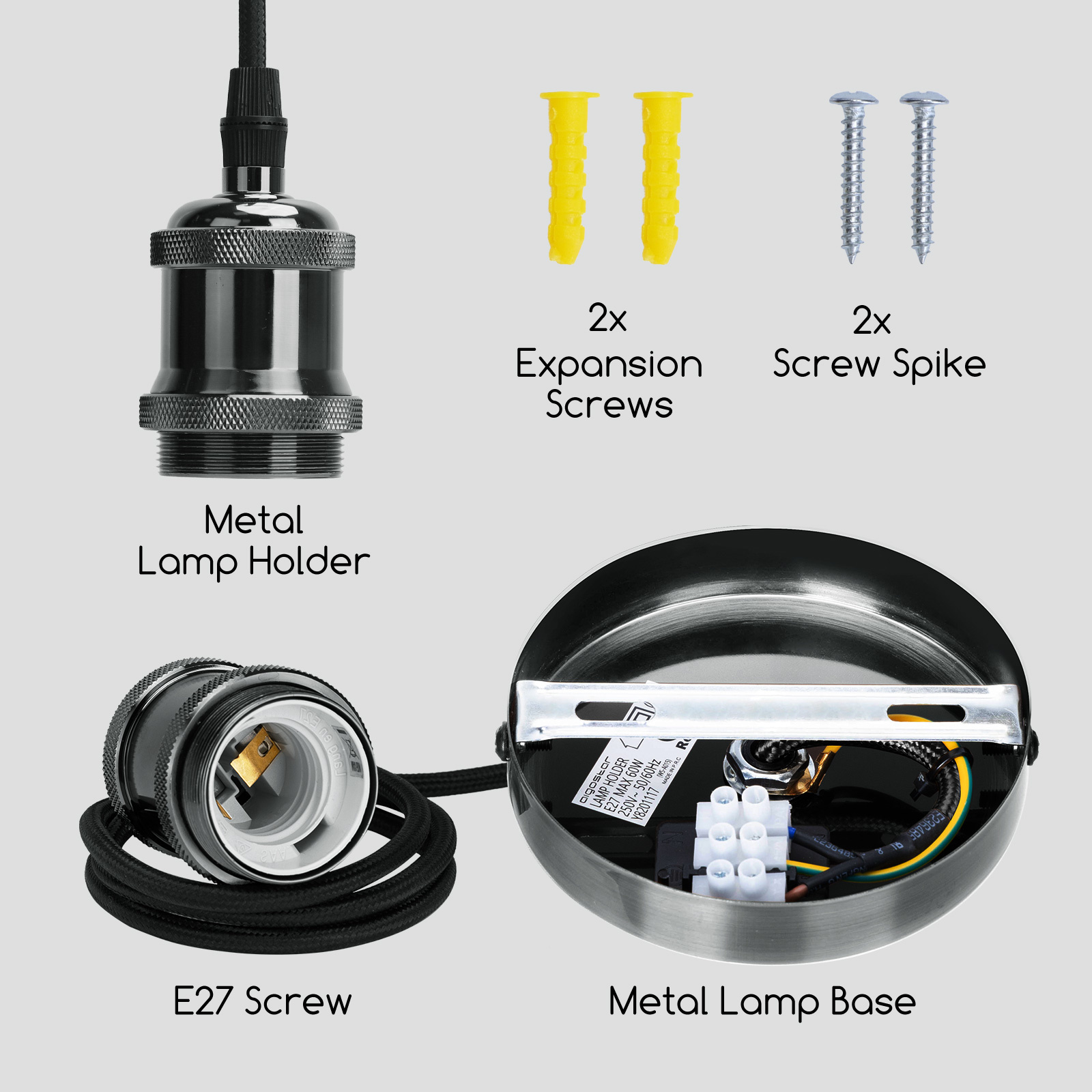 Aigostar  E27 Metalen hanglamphouder