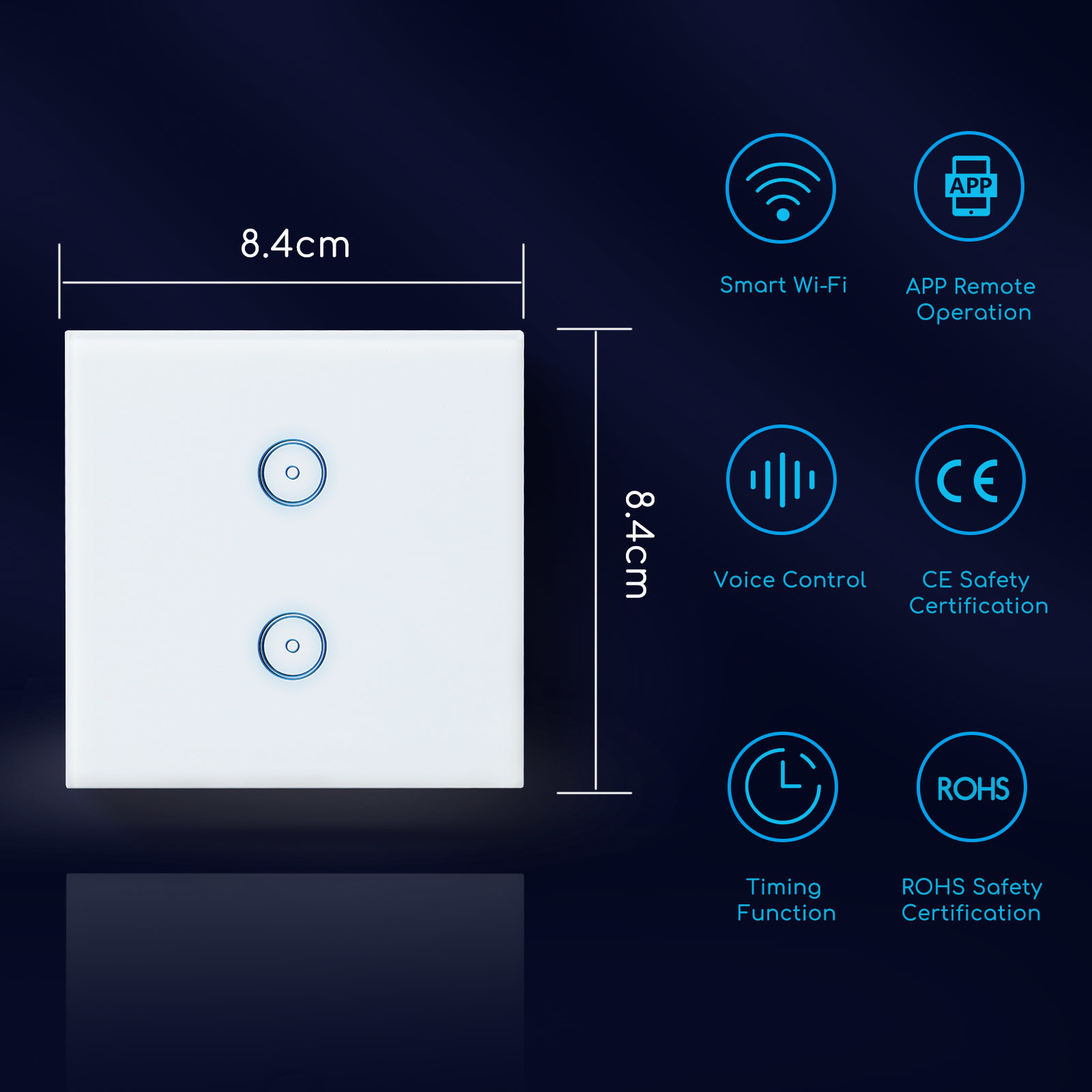 Aigostar Double interrupteur WiFi avec 1 point lumineux