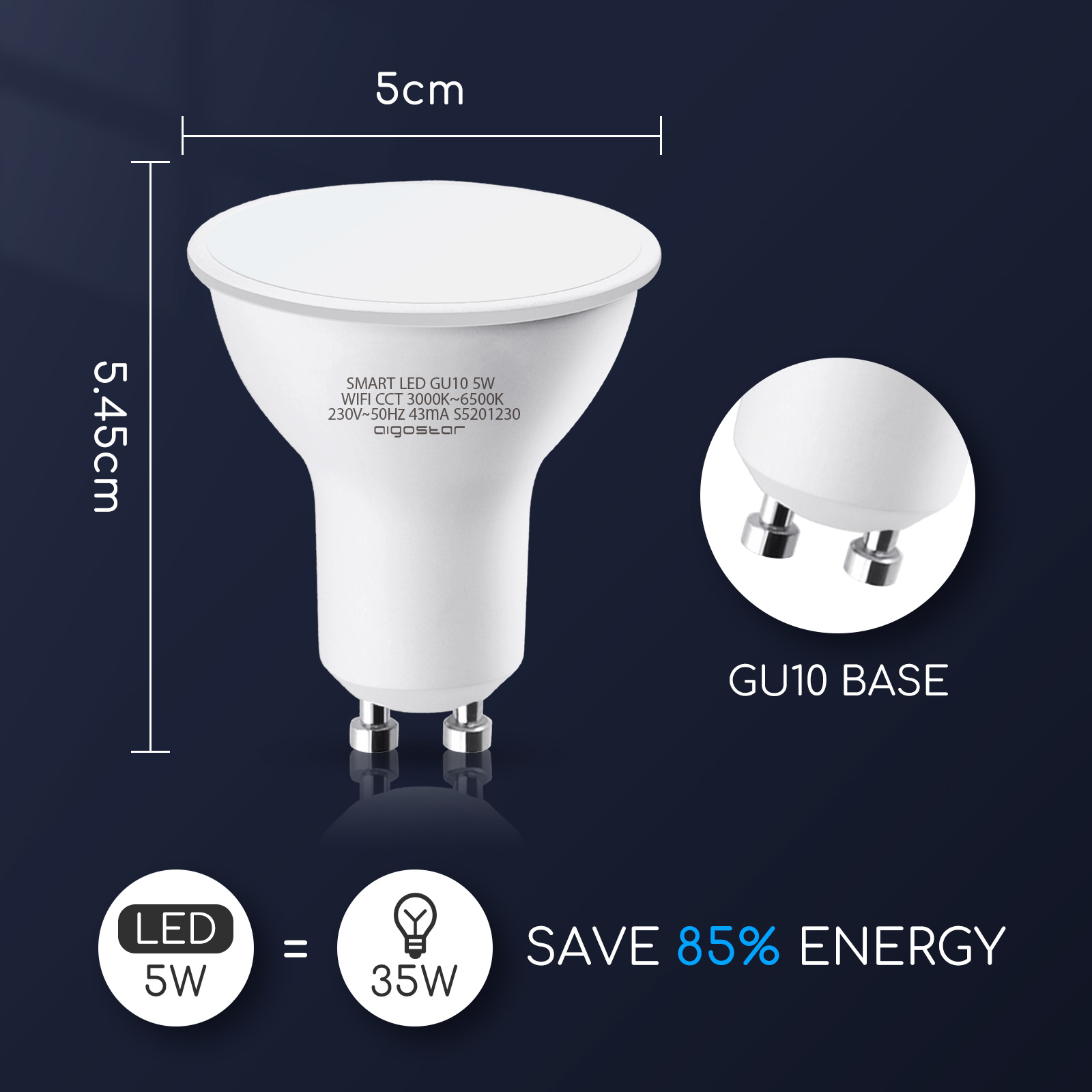 Aigostar LED intelligente GU10 Wifi CCT