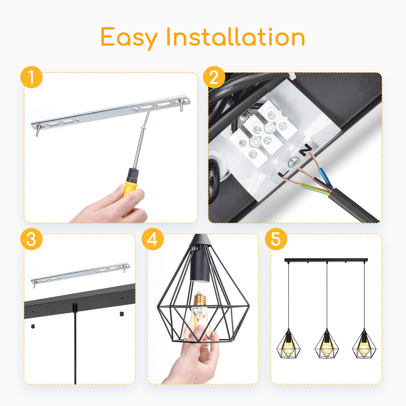 Aigostar hanging lamp with iron frame