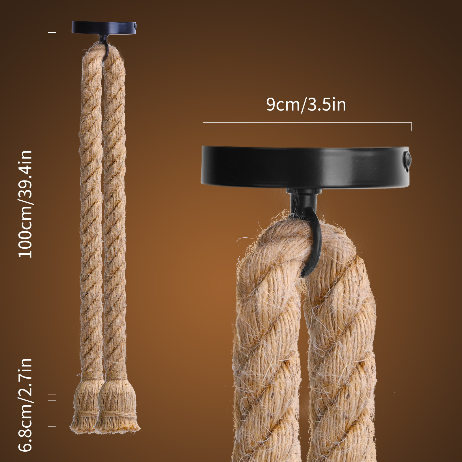 Aigostar E27 Hemp Rope Double Pendant Lamp Holder