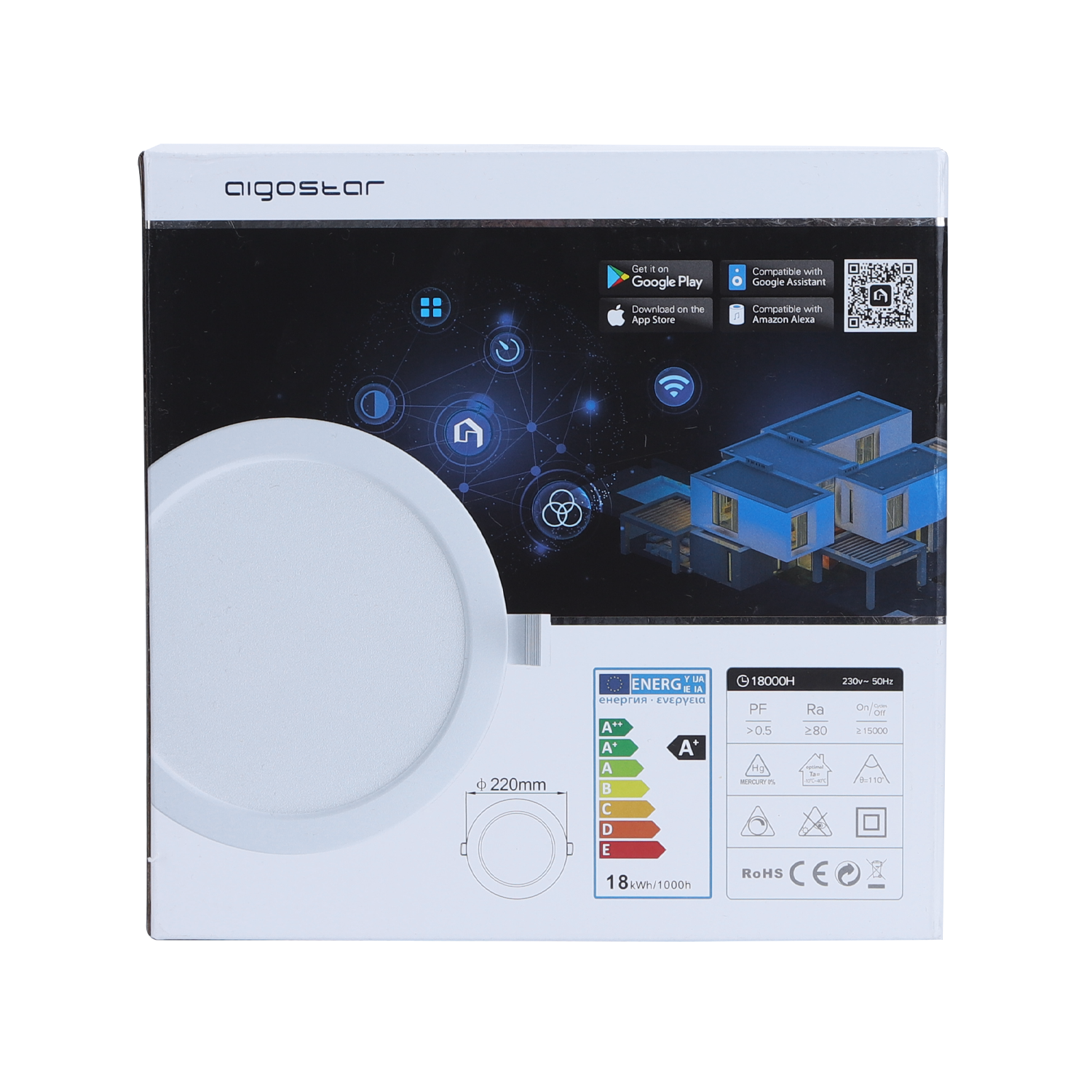 Aigostar Lumière Led Intelligente Vers Le Bas 1380Lm 18W 3000-6500K