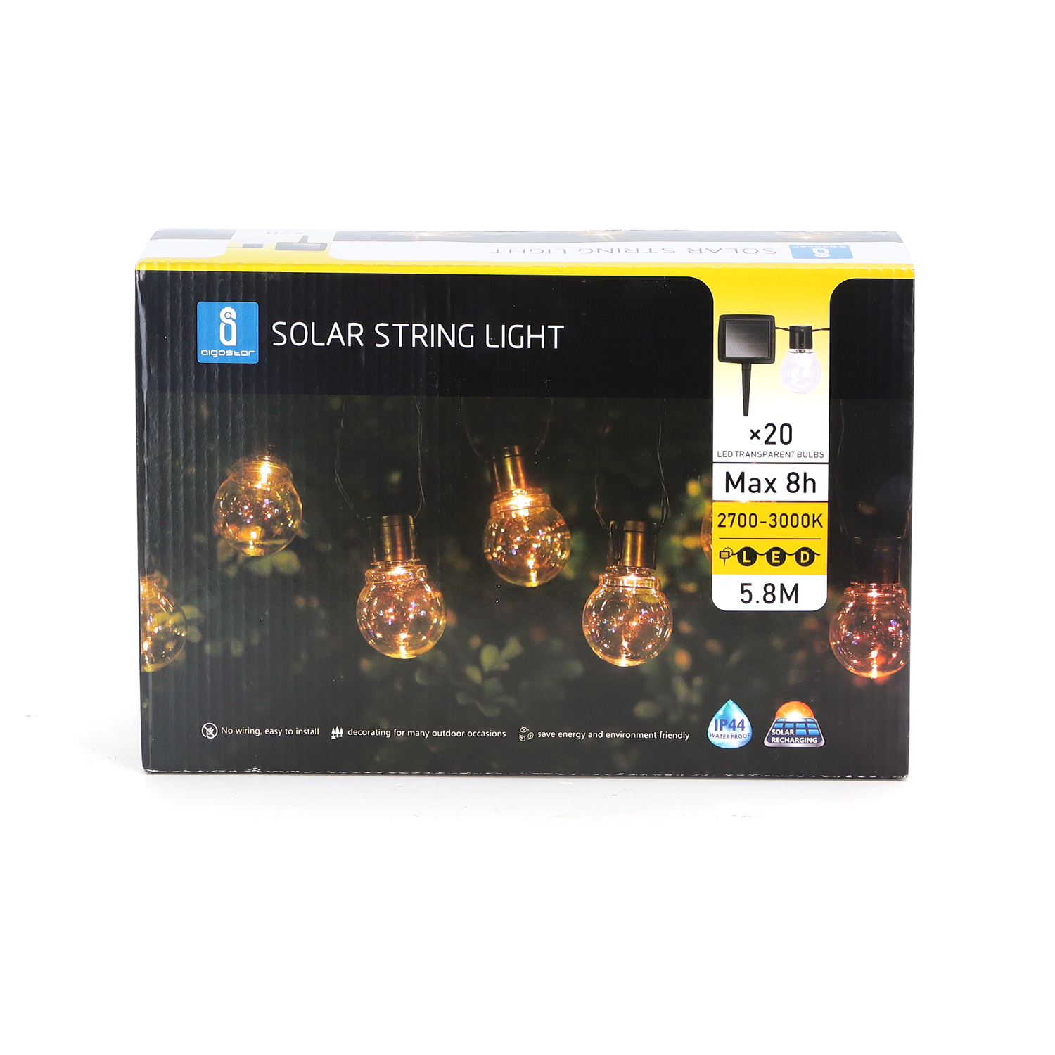 Aigostar String lights on solar energy 20 pieces Led