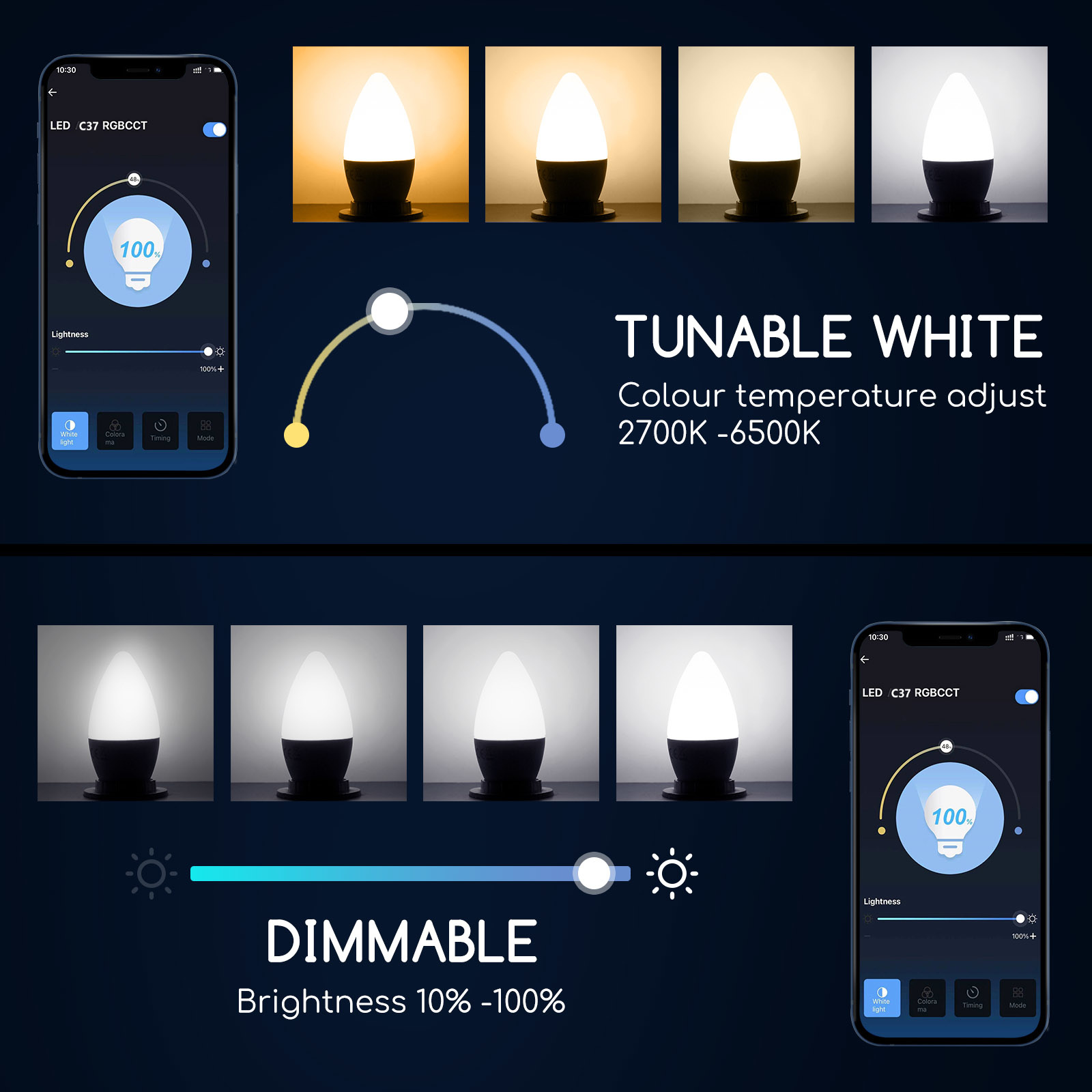 Aigostar LED intelligente Wi-Fi C37 E27 5W