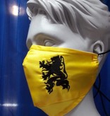 EWP Solutions Vlaamse leeuw katoenen mondmasker - Maat : L- Stof : Katoen Satijn- Ademhalingsventiel : 1