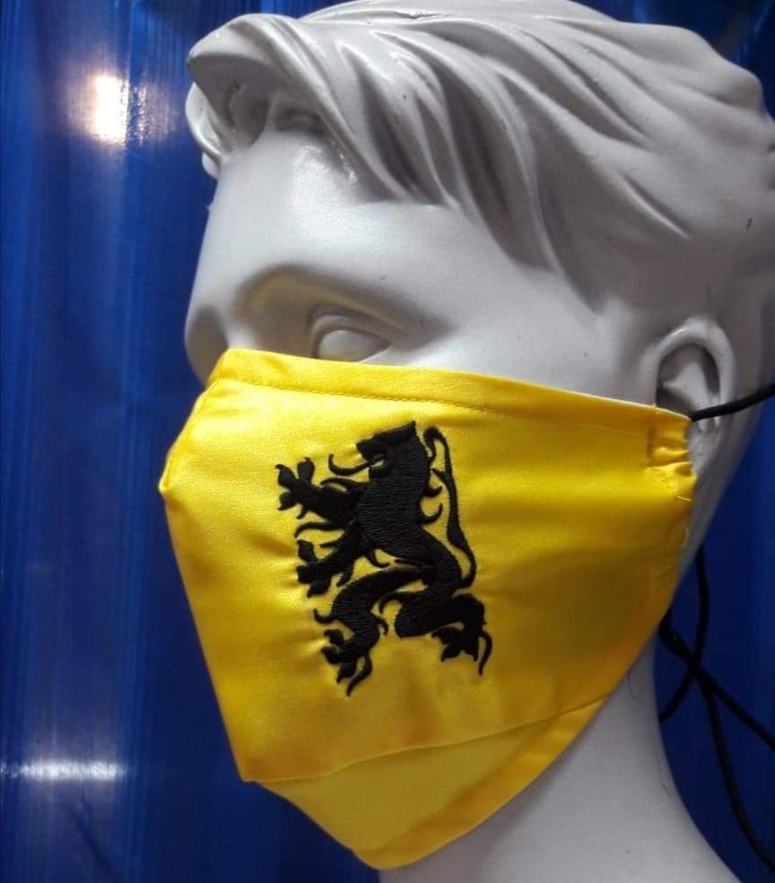 EWP Solutions Flemish lion cotton mouth mask - Size: L - Fabric: Cotton Satin - Breathing valve: 1