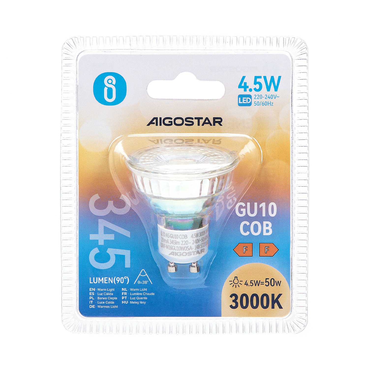 Aigostar LED GU10 COB 4.5W 345LM 3000-6500K