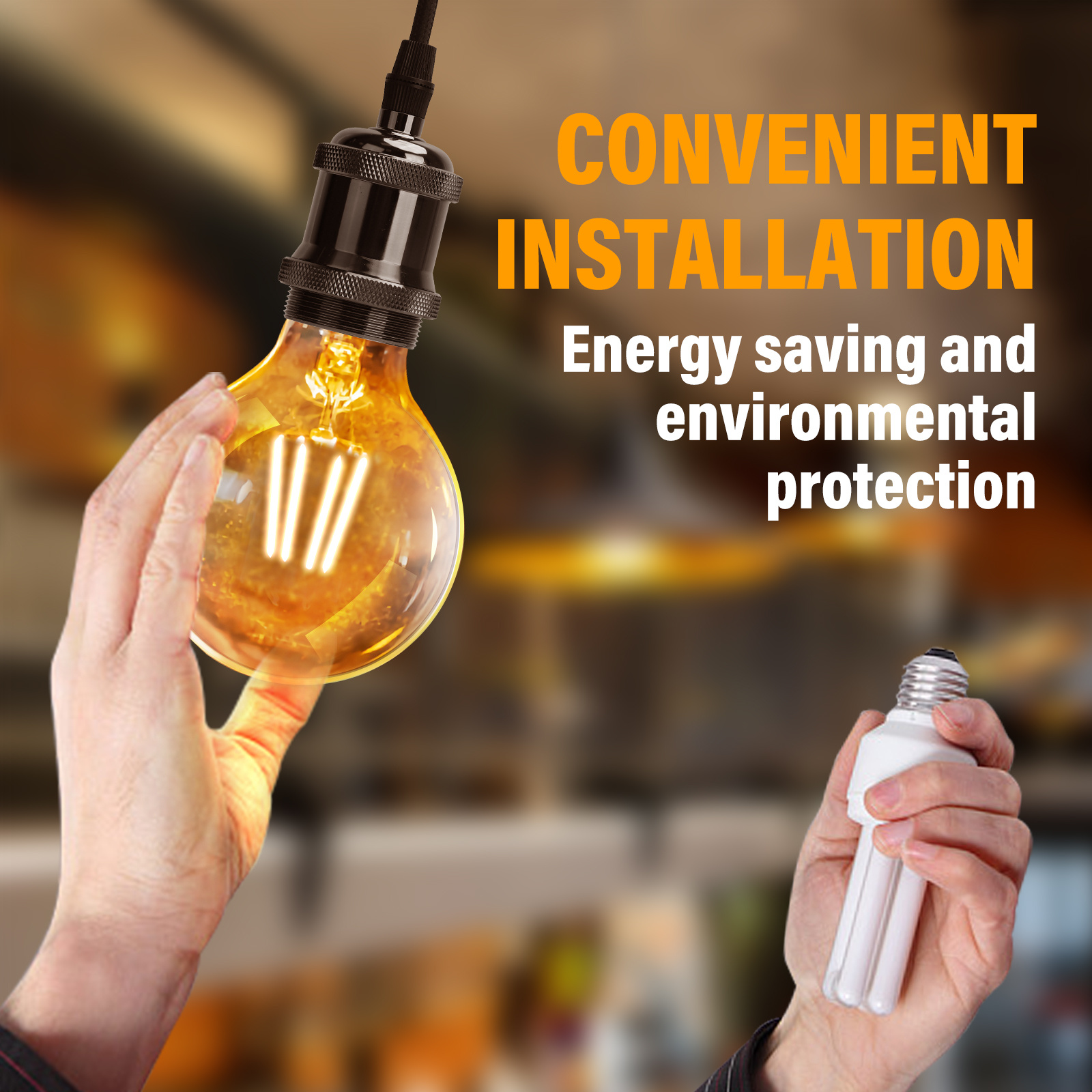 Aigostar Filament LED G80 E27 4W 2200K AMBRE(Lumière chaude) 380lm