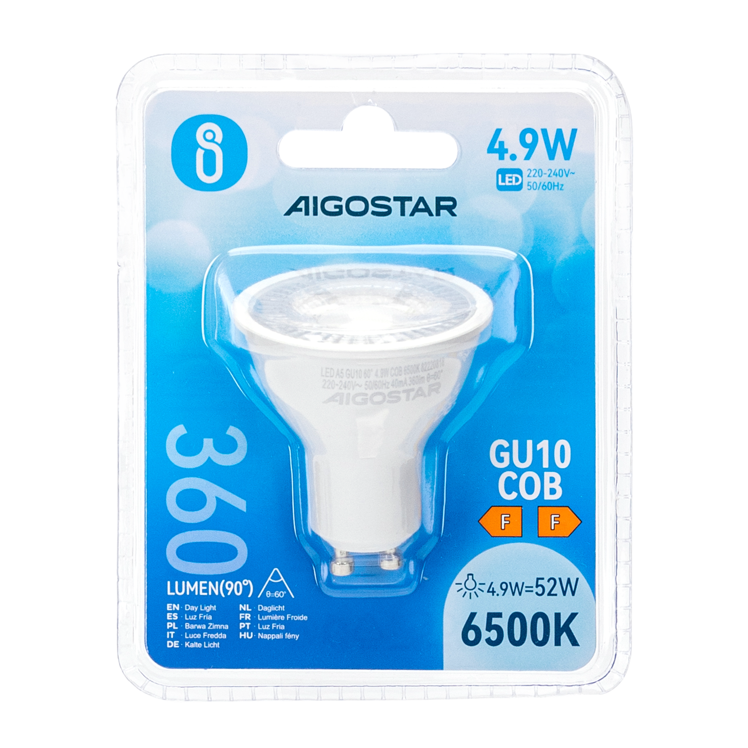 Aigostar LED GU10 COB 4.9W 3000-6500K 360LM