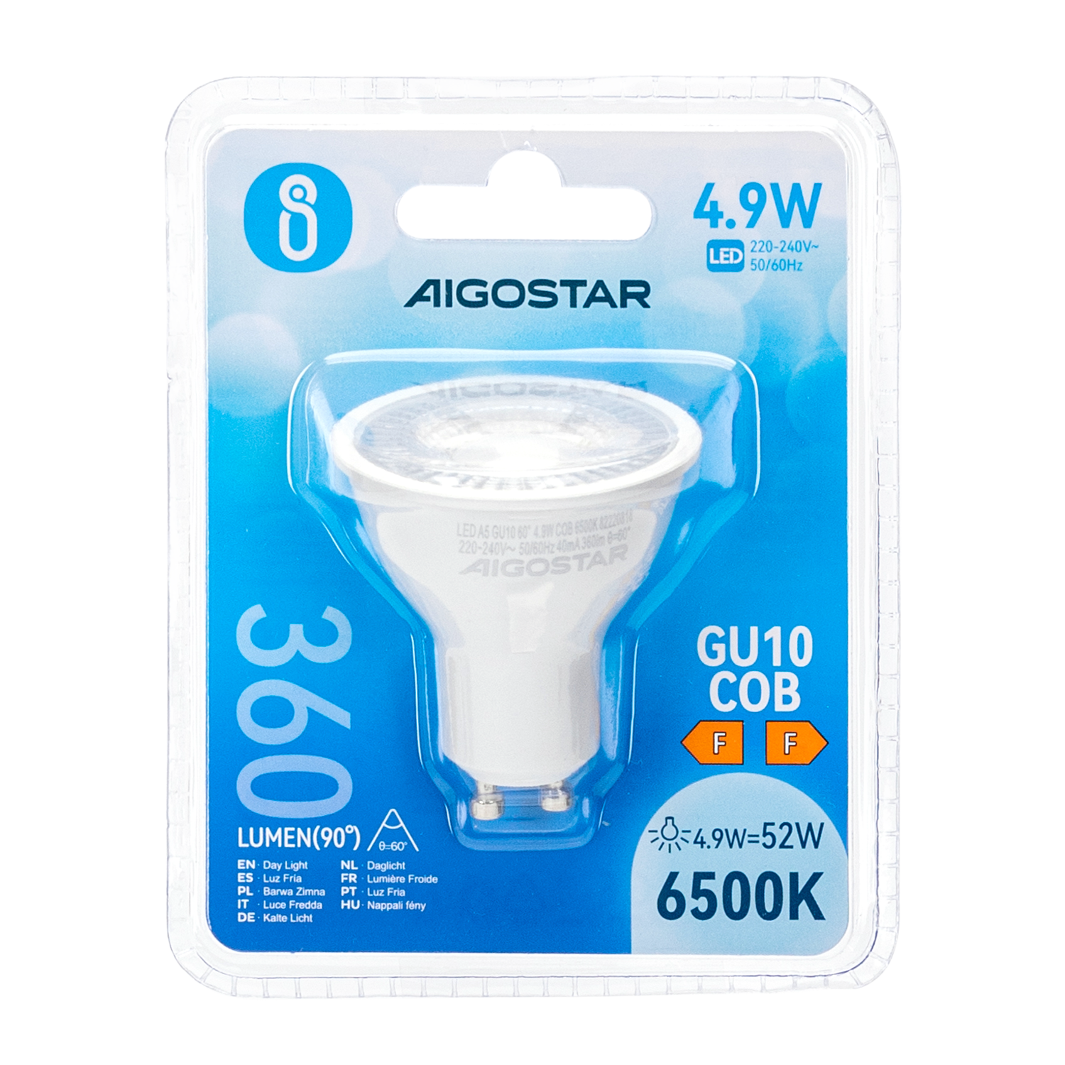 Aigostar LED GU10 COB  4.9W 3000-6500K 360LM