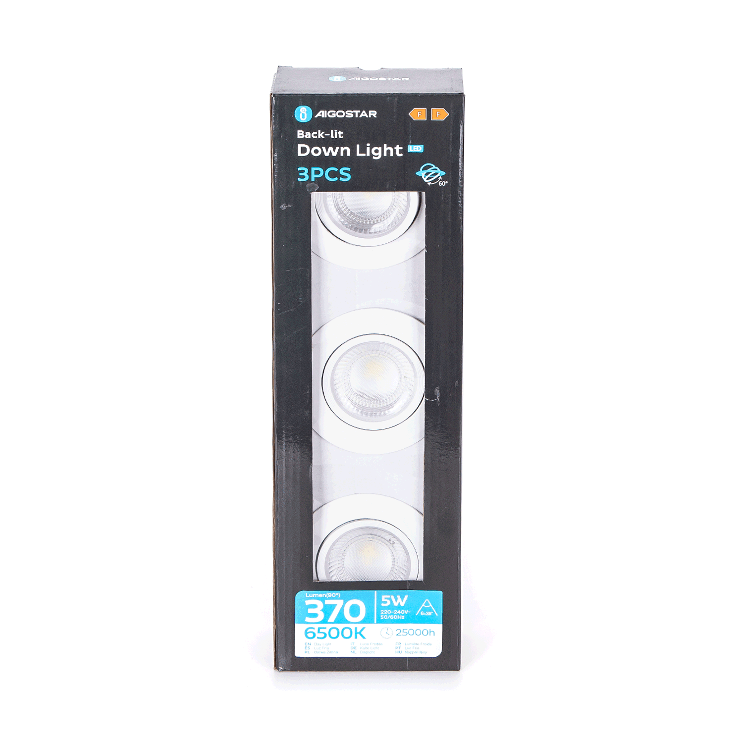 Aigostar LED Recessed Round Downlight with adjustable Angle 3000-4000-6500K (3 pieces) 5W