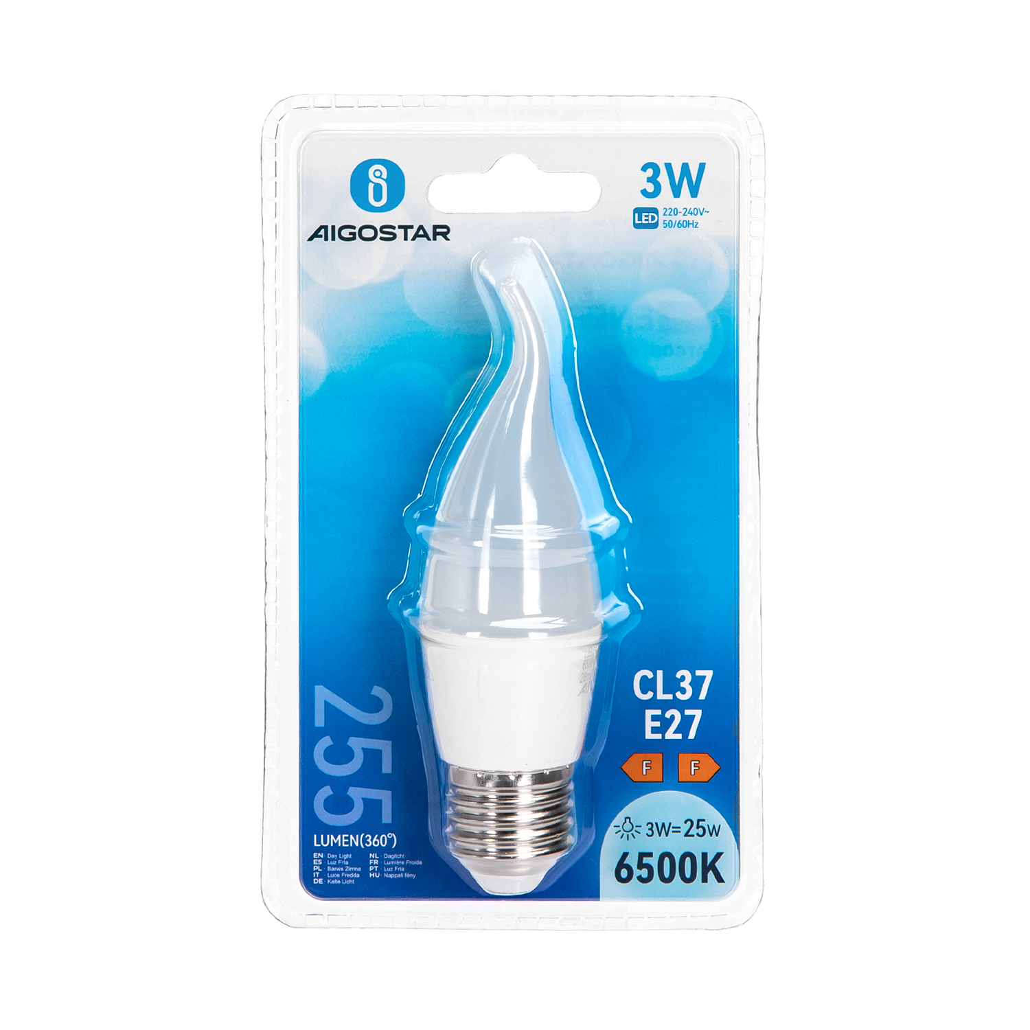 Aigostar LED A5 CL37 E27 3W 6400K 225LM