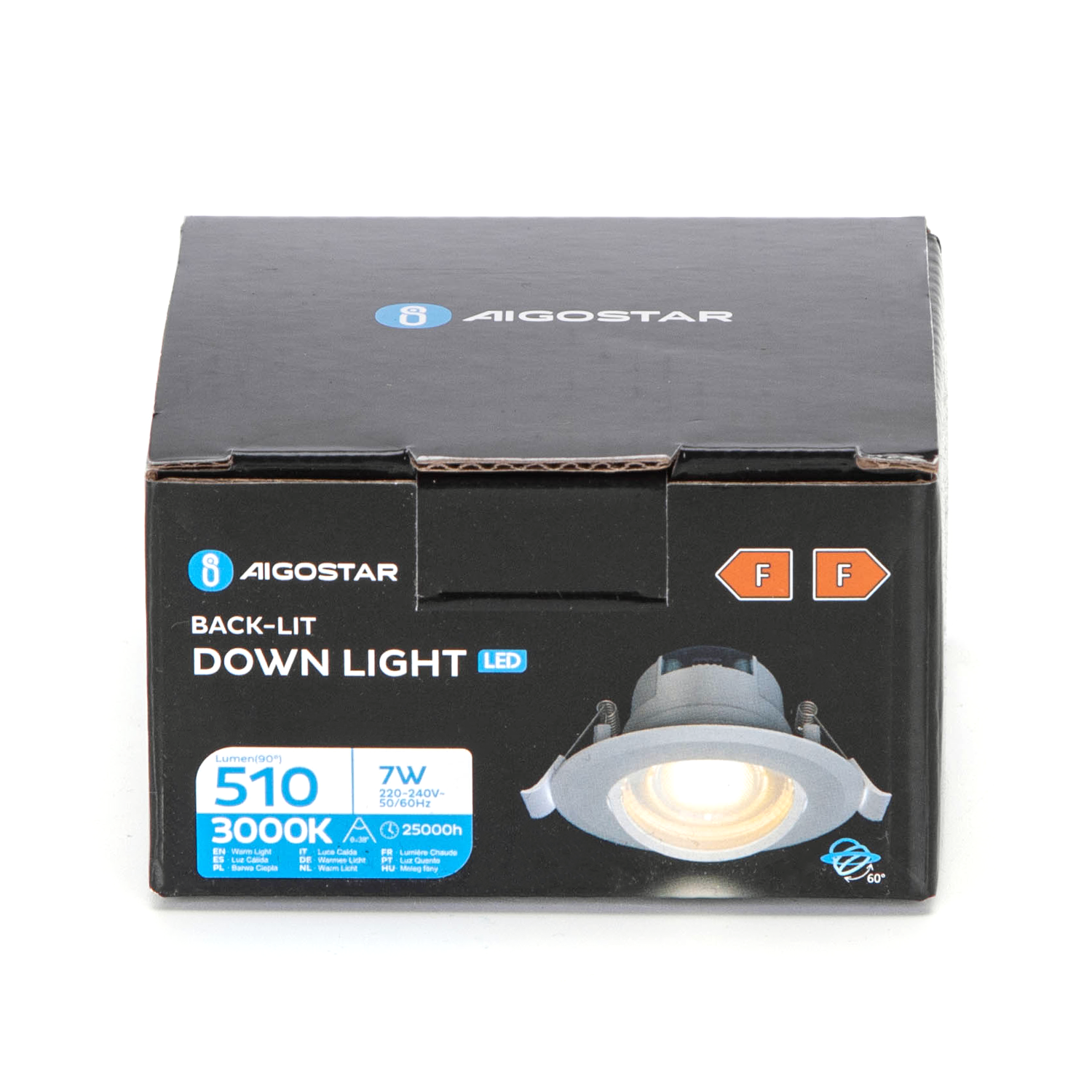 Aigostar Downlight rond encastrable LED à angle réglable 7W 3000-4000-6500K