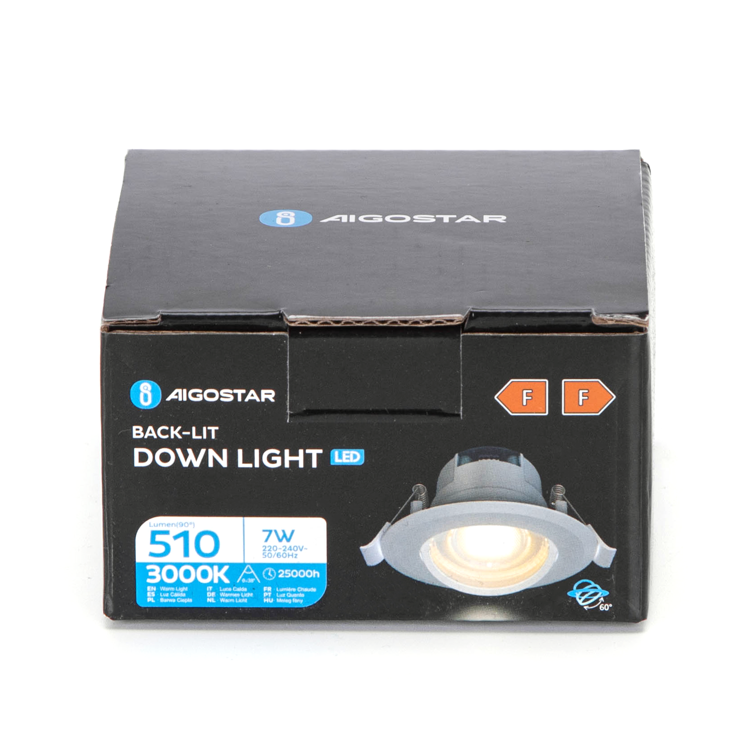 Aigostar LED Inbouw Ronde Downlight met verstelbare Hoek 7W 3000-4000-6500K