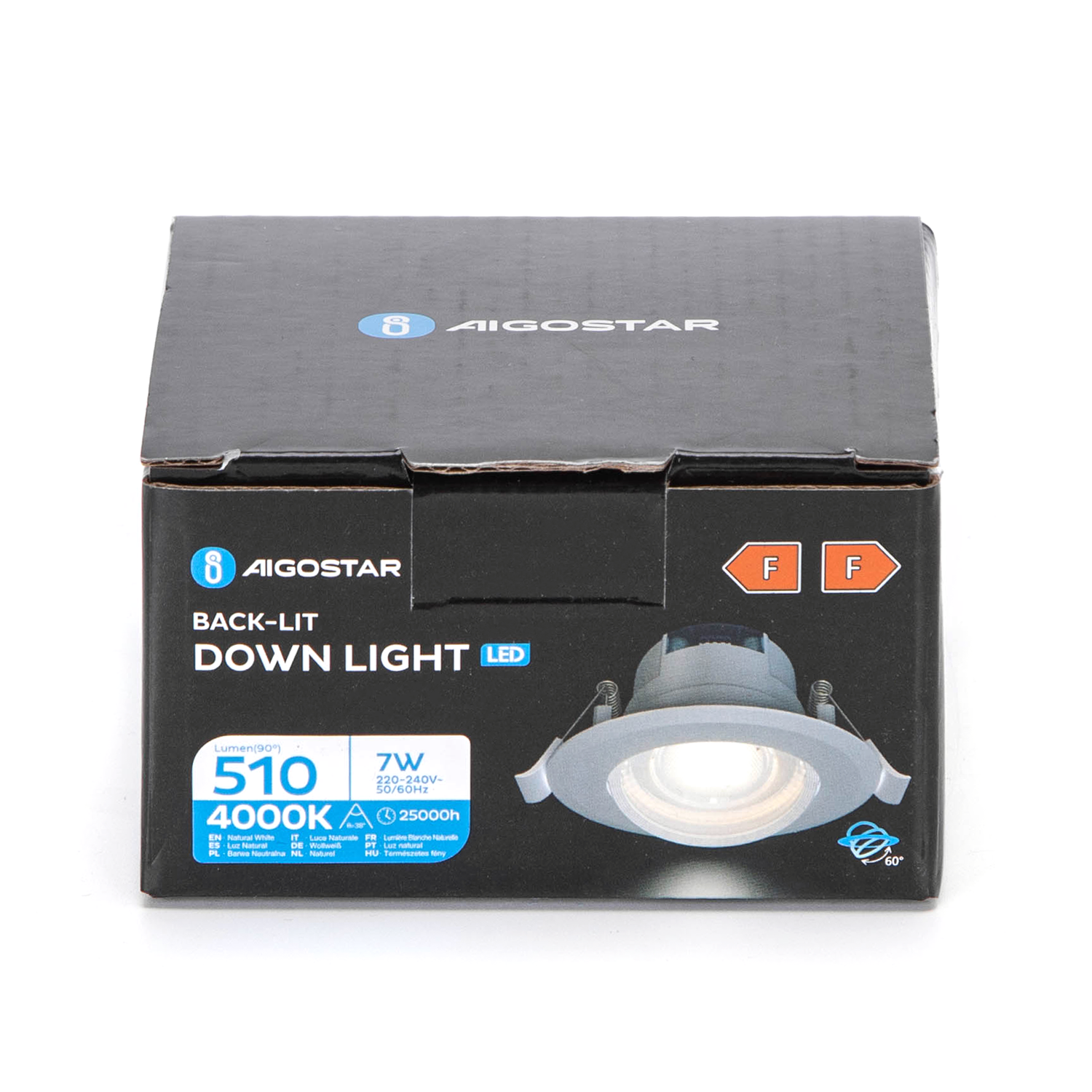 Aigostar LED Inbouw Ronde Downlight met verstelbare Hoek 7W 3000-4000-6500K