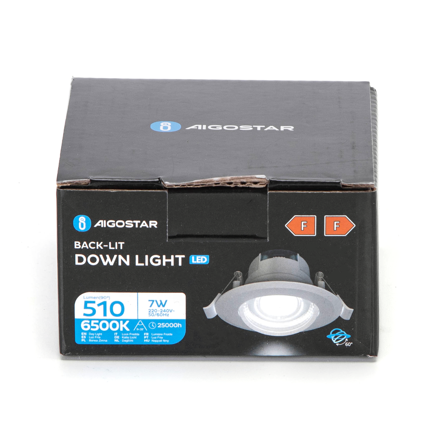 Aigostar LED Inbouw Ronde Downlight met verstelbare Hoek 7W 3000-4000-6500K