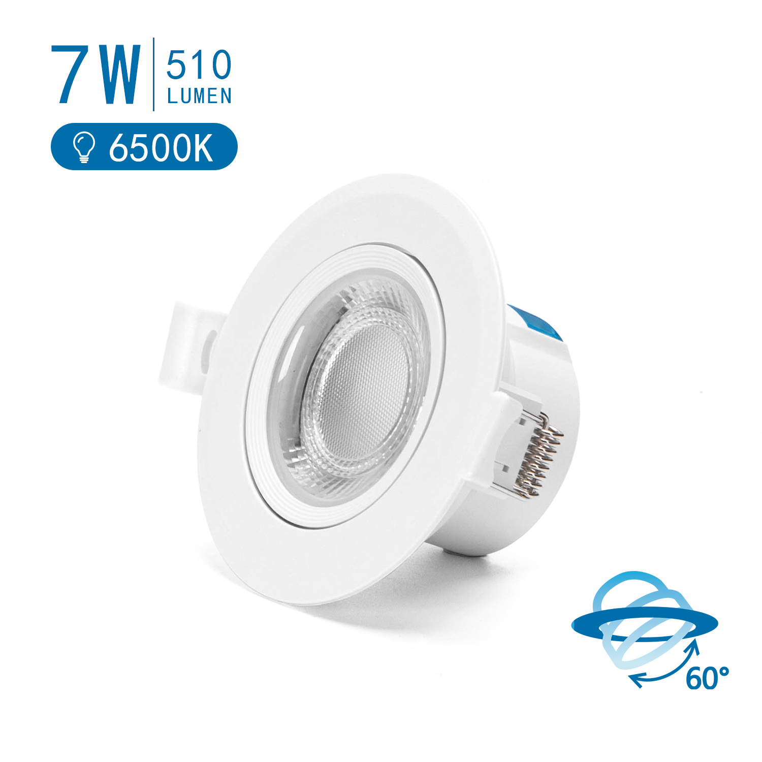 Aigostar LED Recessed Round Downlight with adjustable Angle 7W 3000-4000-6500K