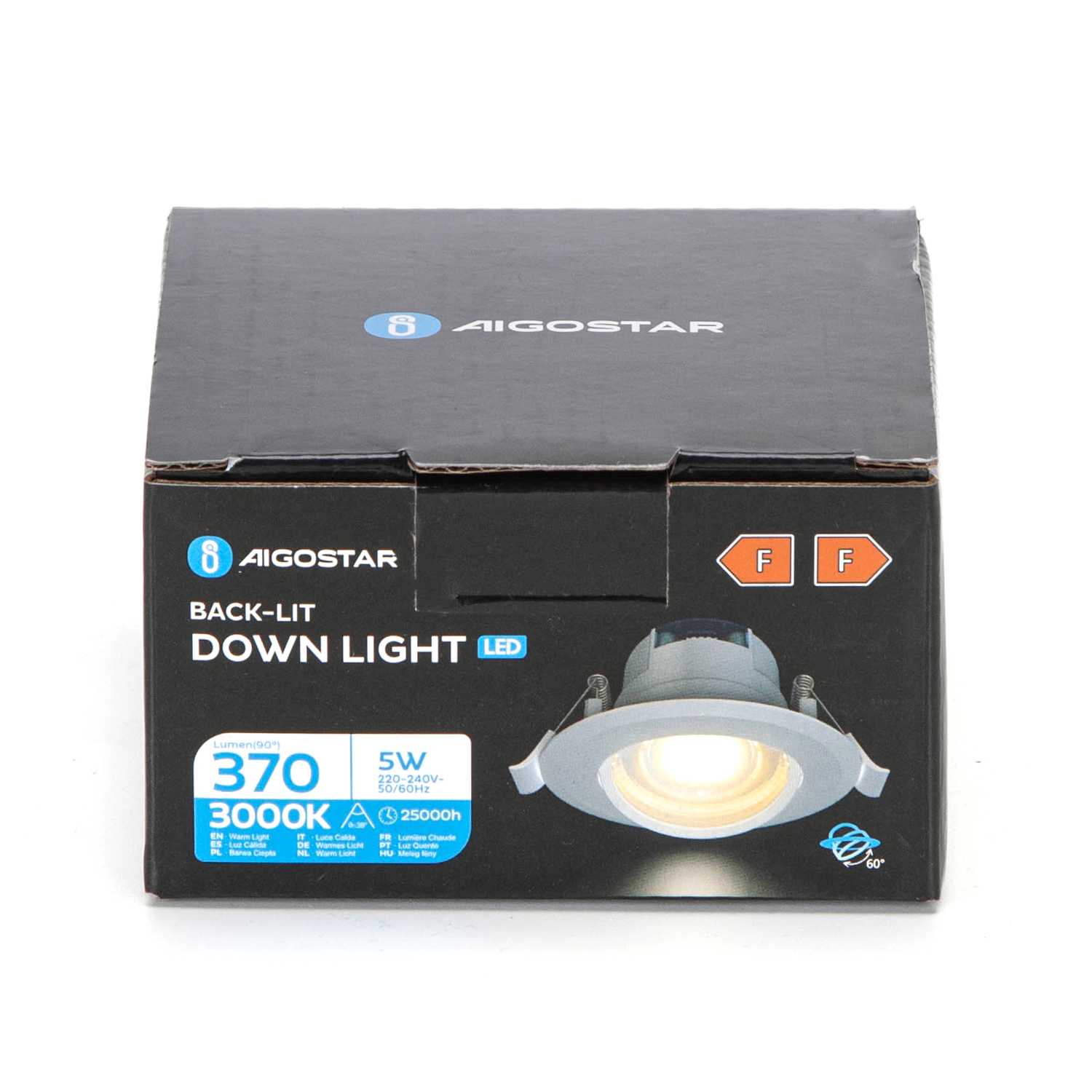 Aigostar LED Recessed Round Downlight with adjustable Angle 5W 3000-4000-6500K