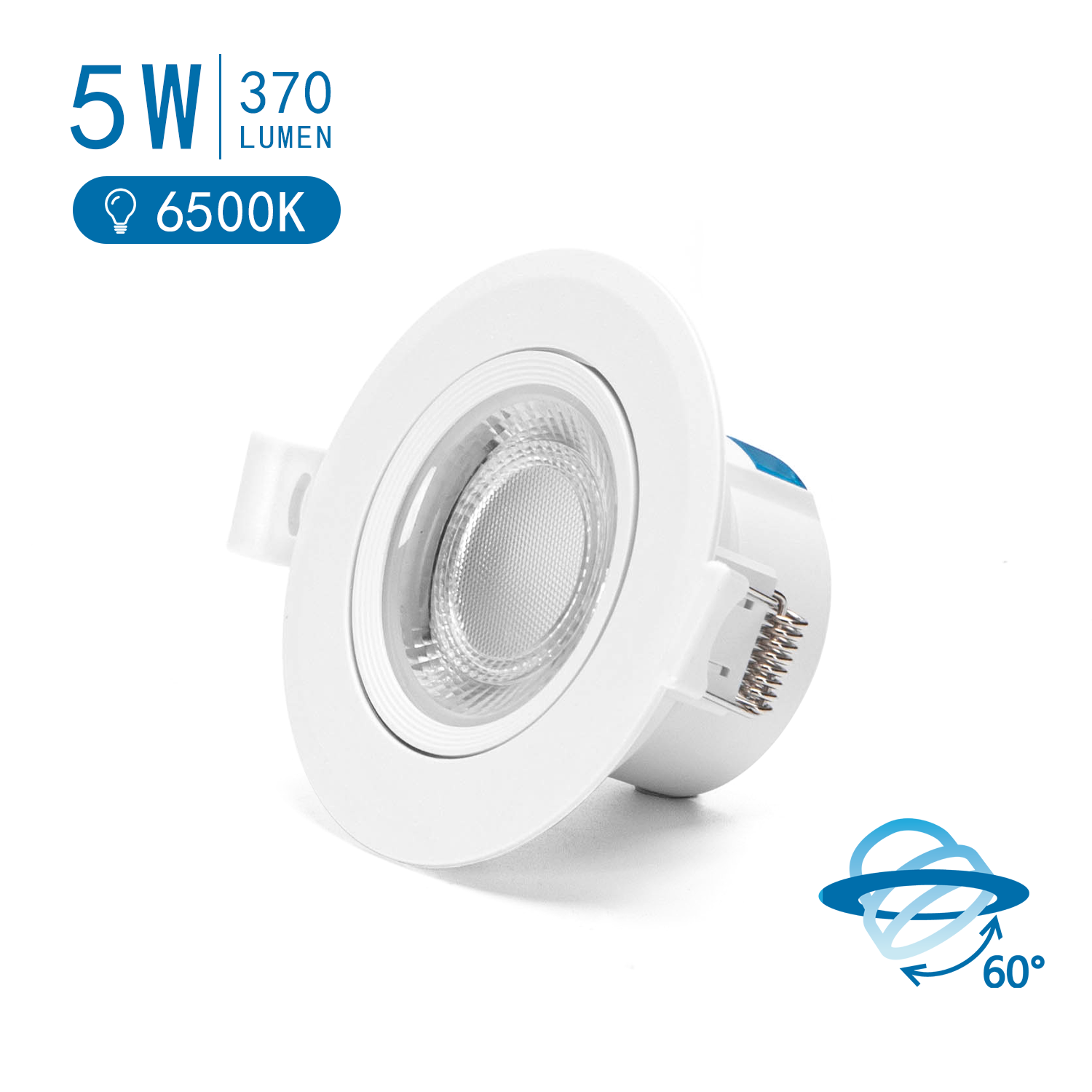 Aigostar LED Recessed Round Downlight with adjustable Angle 5W 3000-4000-6500K