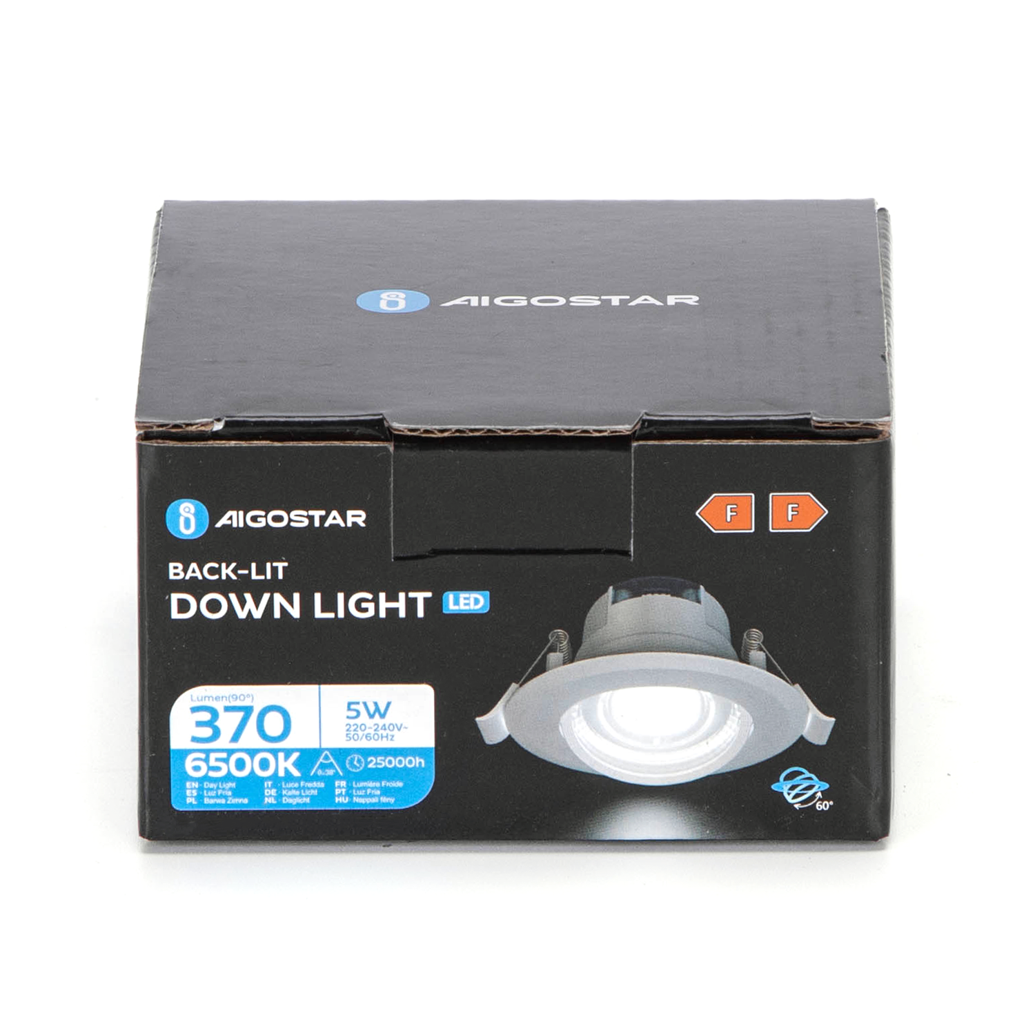 Aigostar LED Recessed Round Downlight with adjustable Angle 5W 3000-4000-6500K