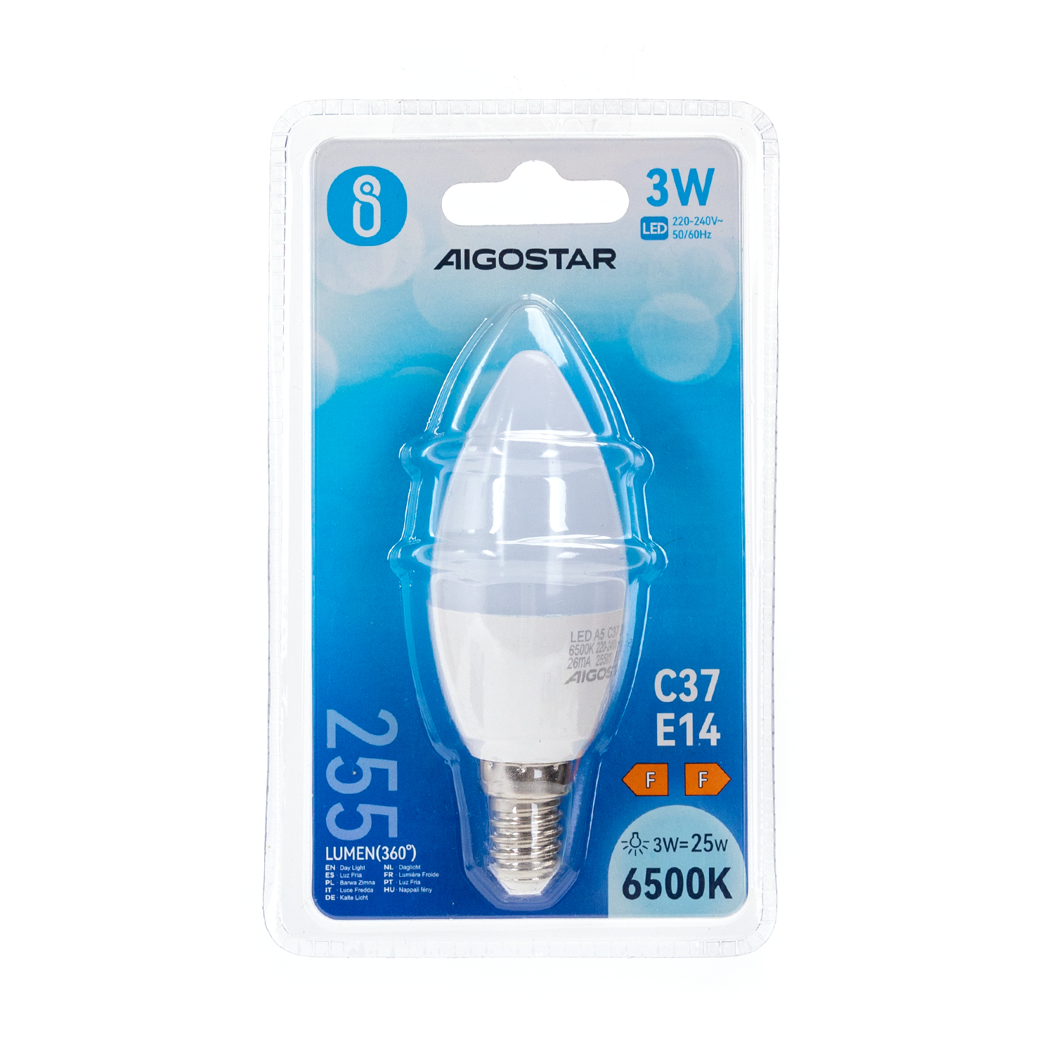 Aigostar LED A5 C35 E14 3W 6400K 225LM