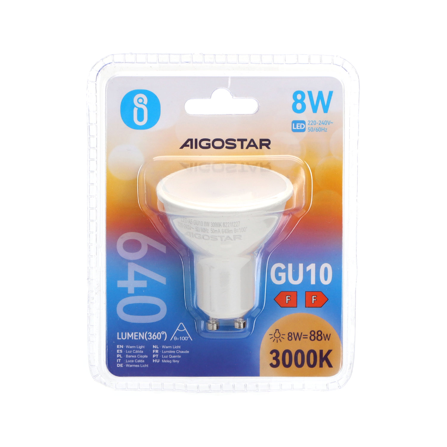Aigostar LED A5 GU10 8W 3000K 640Lm