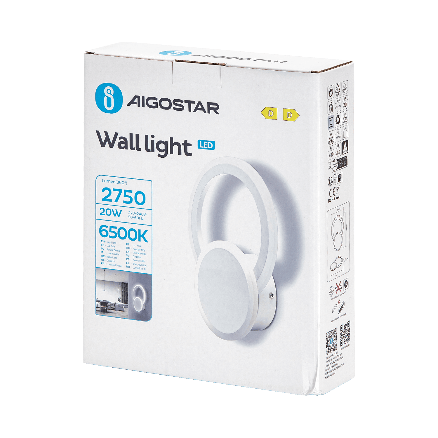 Aigostar Wall lamp 6500K 2750 Lm 20W