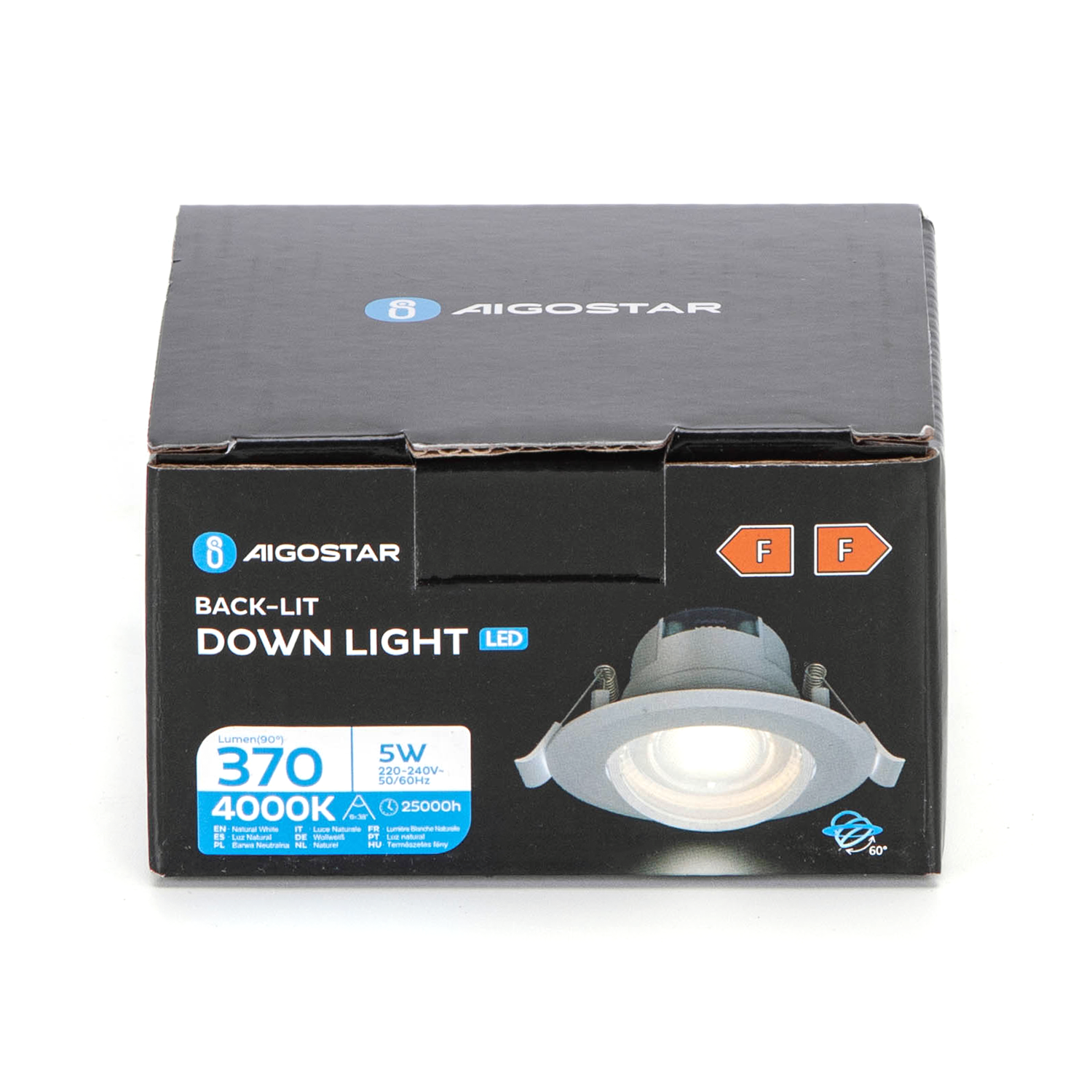 Aigostar LED Recessed Round Downlight with adjustable Angle 5W 3000-4000-6500K