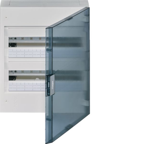 HAGER EC OPBOUWKAST 36 MODULES   IP40 Wit 2 rijen VB218R  Doorzichtige deur