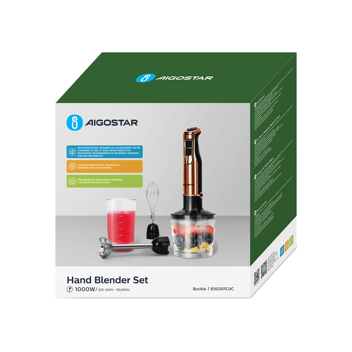 Aigostar   Portable Hand Blender Set