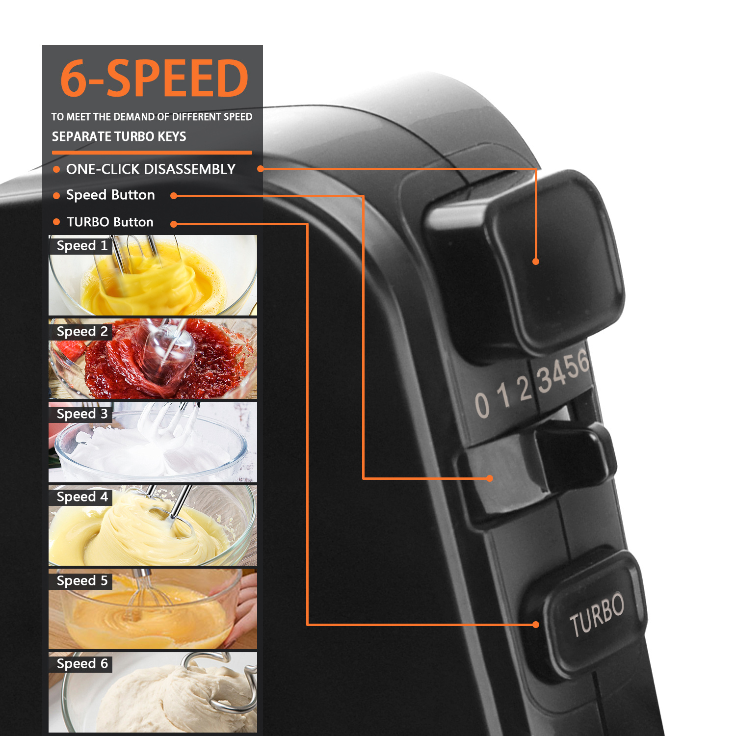 Aigostar Multifunctional mixer with 6 speed settings 300W
