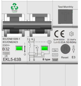 EWP Solutions Aardlekautomaat 2P 30mA Type B 32A curve B