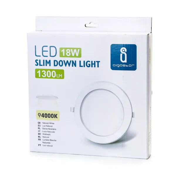 Aigostar E6 LED Ultradunne Inbouw Downlight Rond 18W 1880 Lm Natuurlijk Licht Natuurlijk Licht