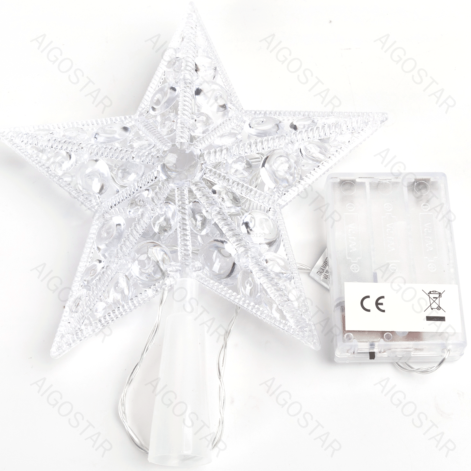 Aigostar  Peak Christmas star 1Peak Christmas star 21 cm Light string with 3AA battery (cool white)