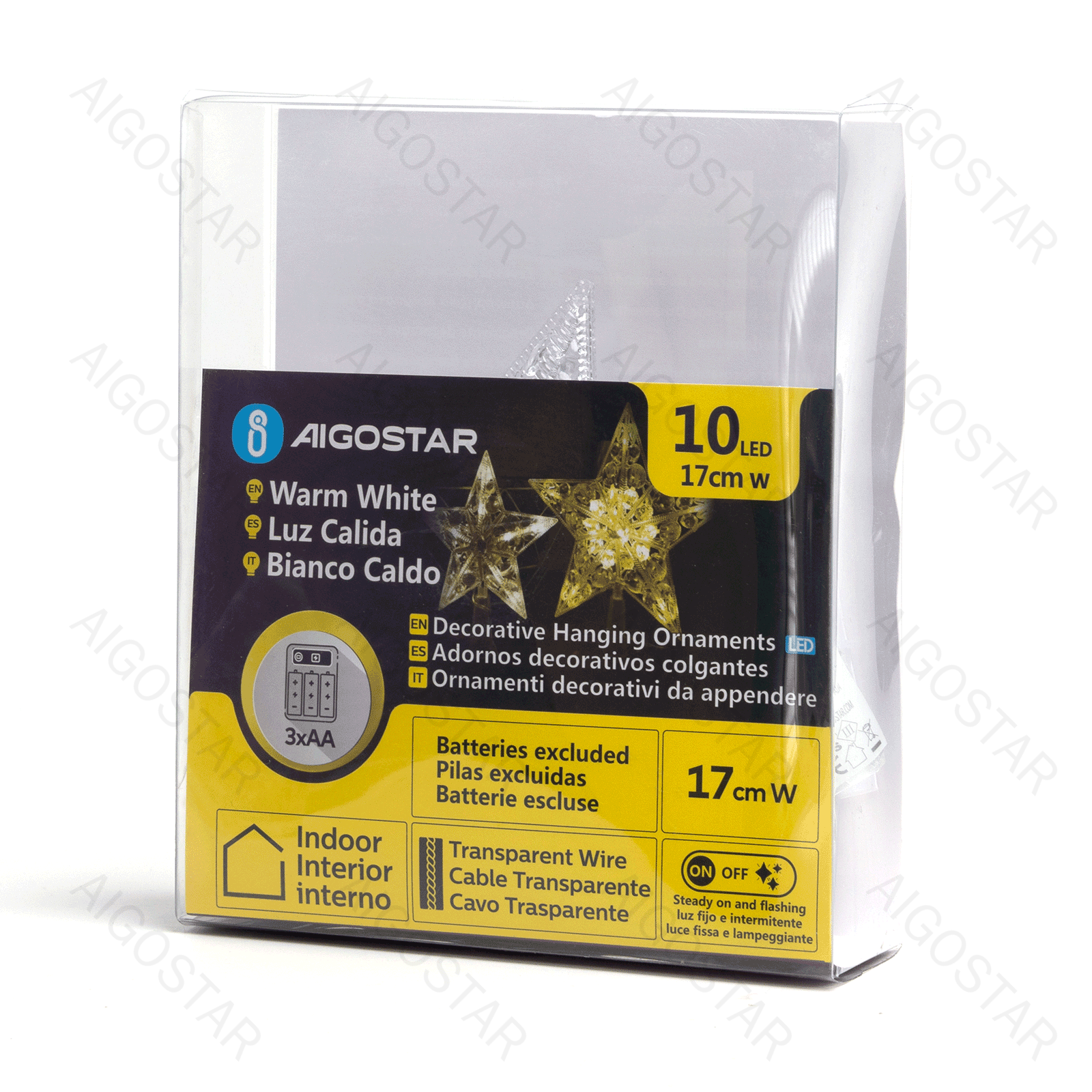 Aigostar  Peak Christmas star 17 cm Light string with 3AA battery (Warm white)