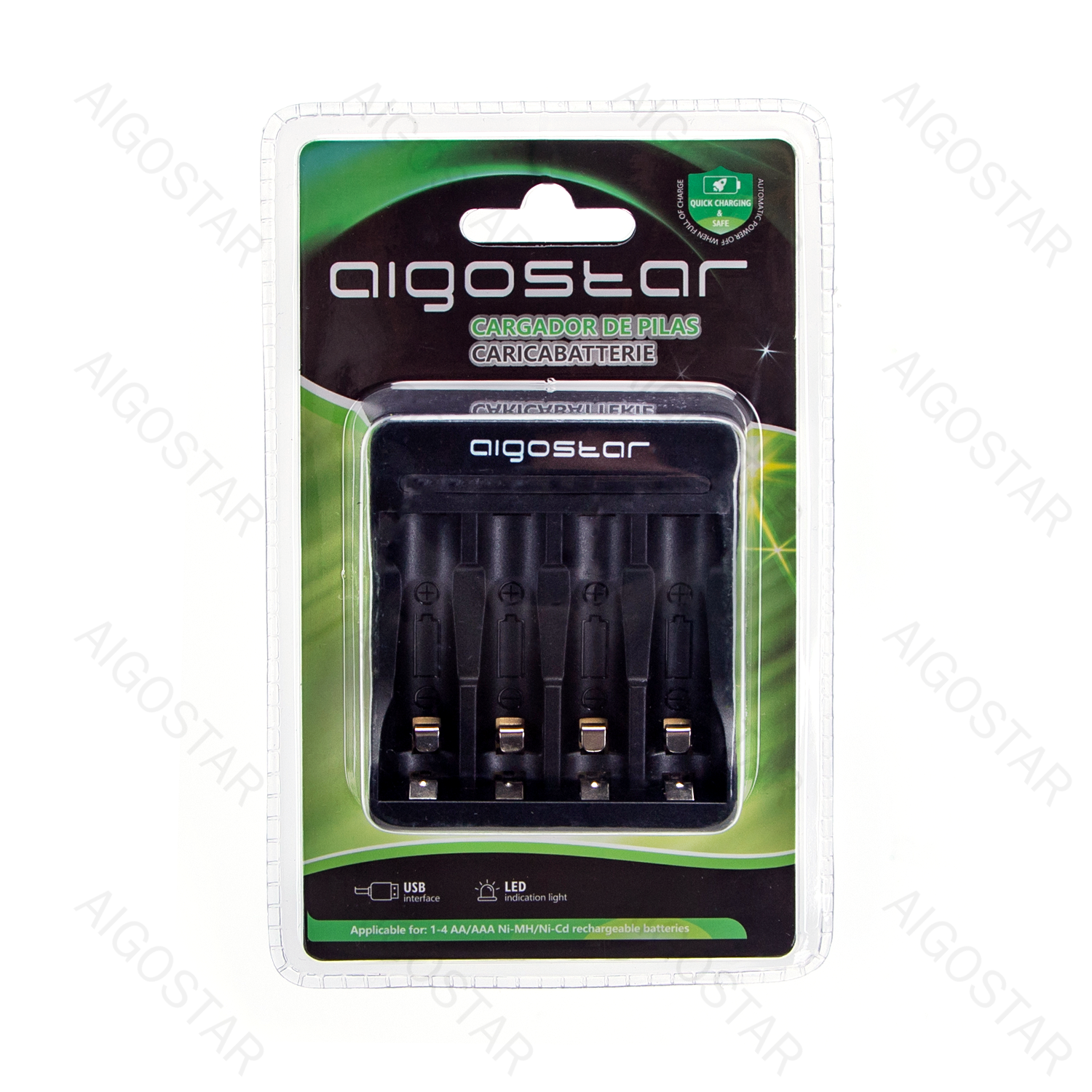 Aigostar Fast battery charger smart 2 AA/AAA Black
