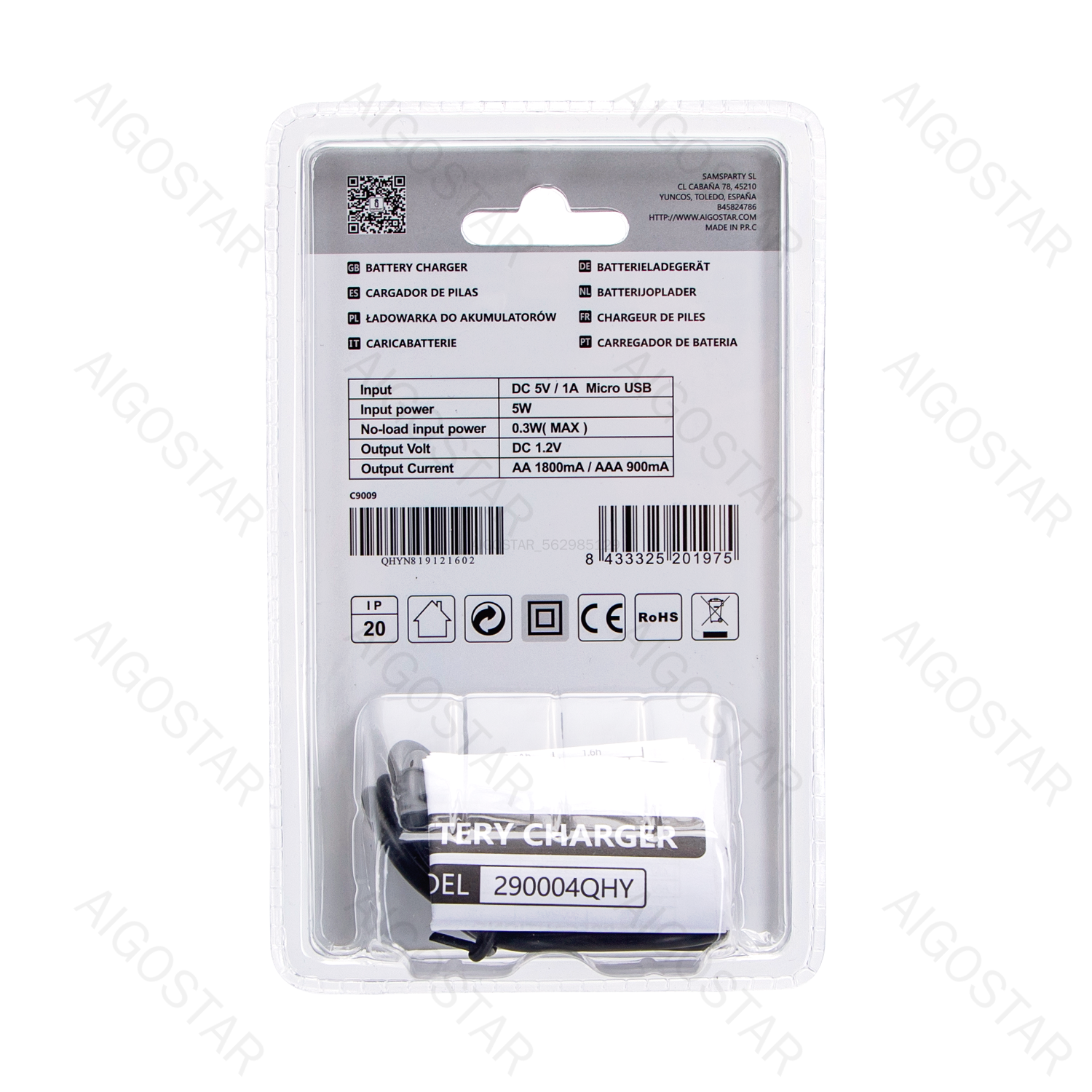 Aigostar Fast battery charger smart 2 AA/AAA Black